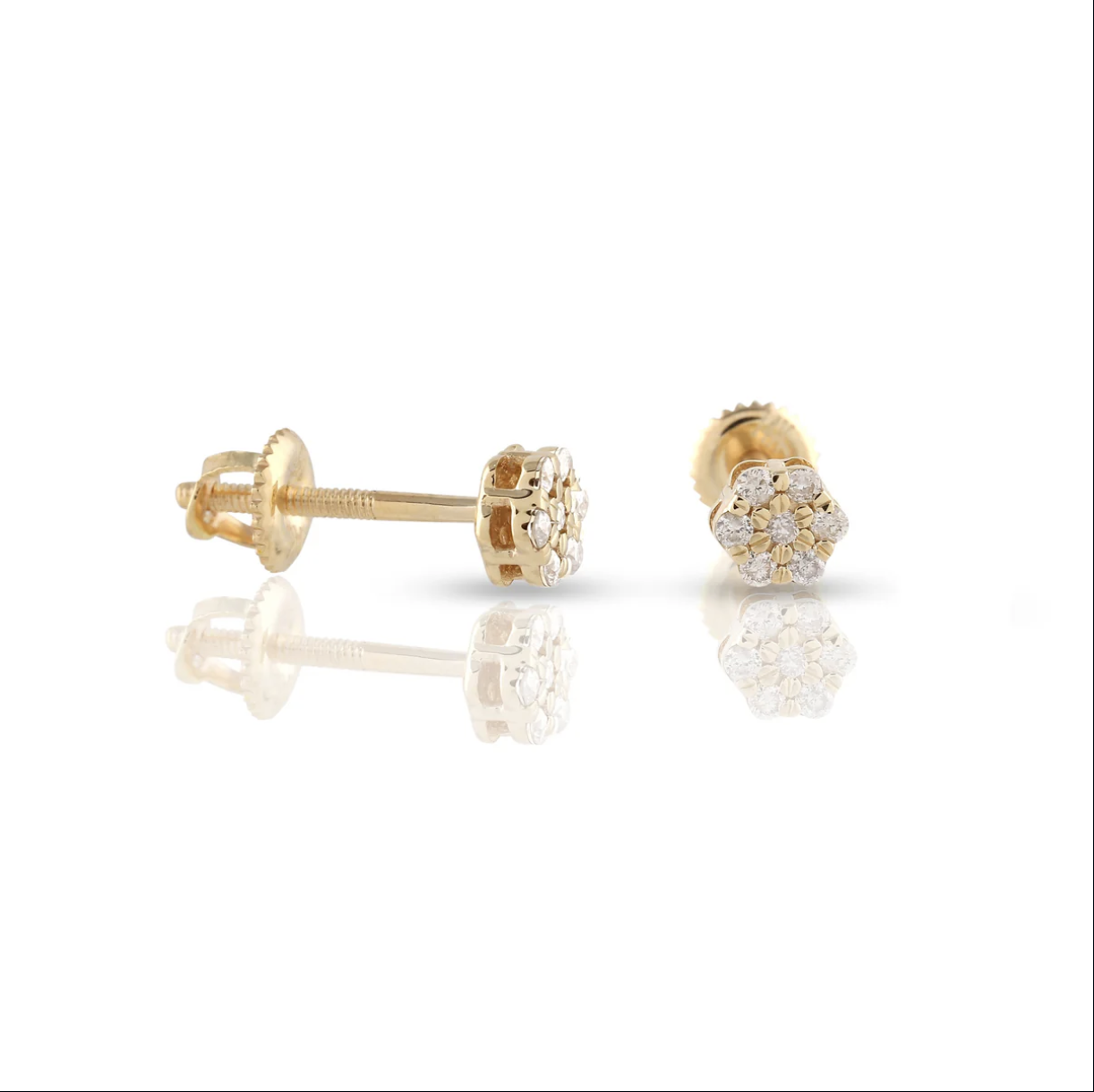 0.44ct Yellow Gold Flower Diamond Earrings by CaratX - CaratX Diamond Earrings Collection